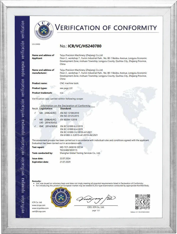 VERIFICATION OF CONFORMITY